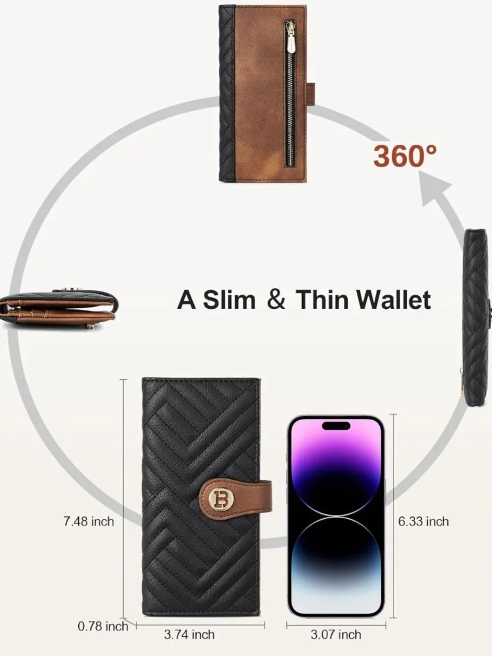 Slim RFID Wallet for Women | Zipper Coin Pocket | Stylish Card Holder
